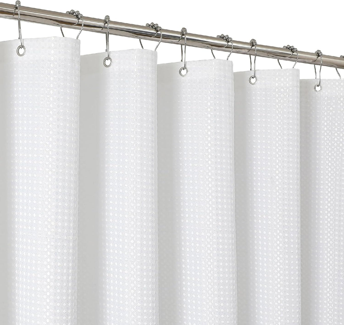2-in-1 Waterproof Fabric Shower Curtain - No Separate Liner Needed, Hotel-Style Waffle Weave, Effortless Cleaning & Washable Bathroom Shower Curtain Set,60Wx72H,White