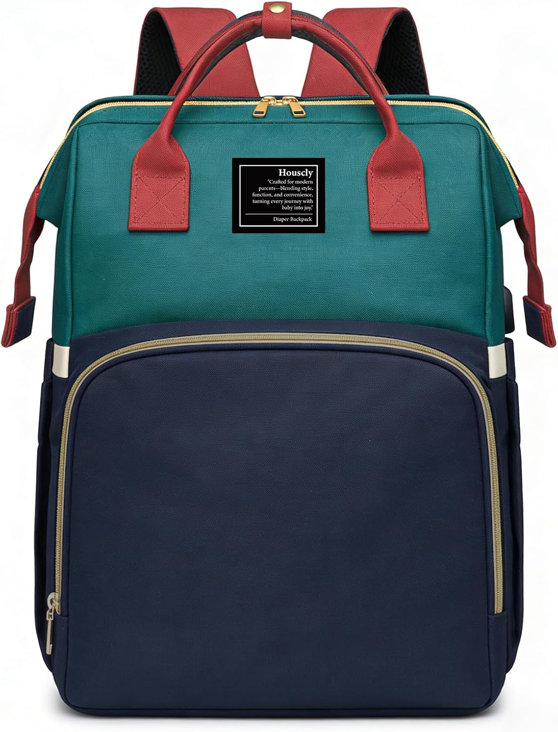 houscly Diaper Bag Backpack with Changing Station, 25L Large Capacity
