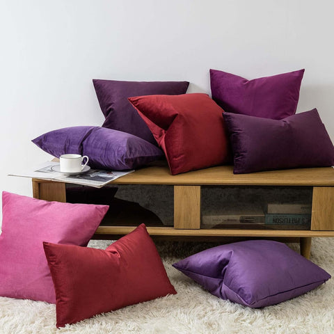 16x16 Velvet Throw Pillow Covers Set of 2 for Couch Sofa Bed,Purple