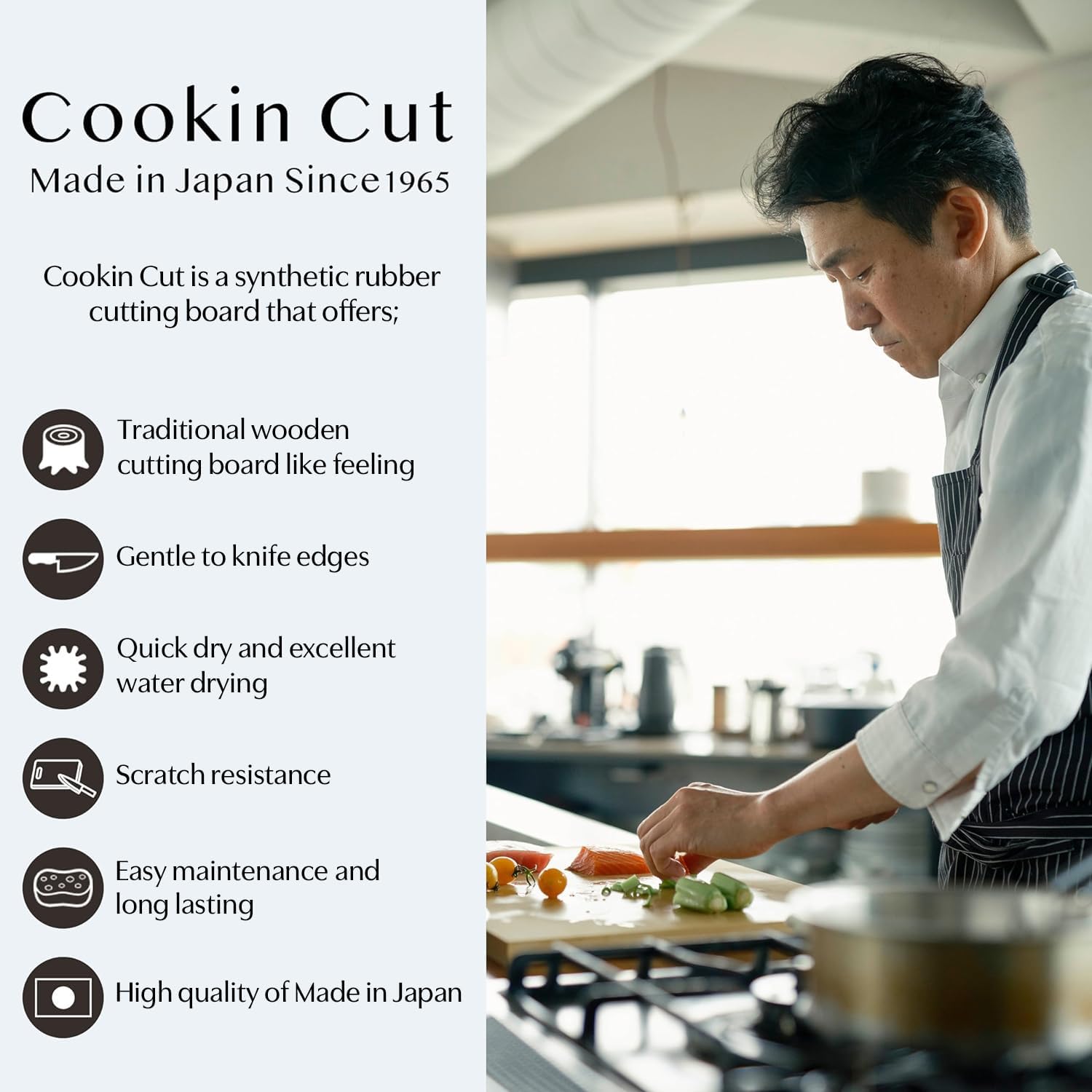 Asahi Cookin Cut Rubber Cutting Board, NE05103, Home Use, Made in Japan LL 16.5 x 9.8 x 0.5 inches (42cm x 25cm x 1.3cm)