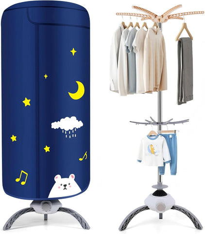 Portable Clothes Dryer, 900W Fast Drying & Large Load Capacity for Laundry and Shoes - Compact Mini Dryer Machine for Travel, Apartments, RV, Dorm Blue Polar Bear