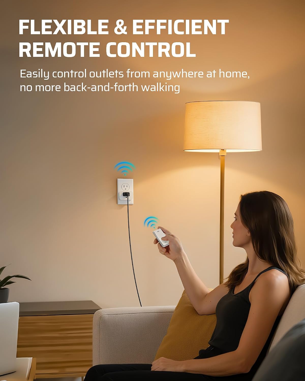 DEWENWILS Wireless Magnetic Remote Control Outlet Plug 15A 1875W, No Wiring Rocker Wall Switch 100FT RF, Remote Plug for Table Floor Lamp, LED Ceiling Lights, Hexagon Garage Lighting Christmas Decor