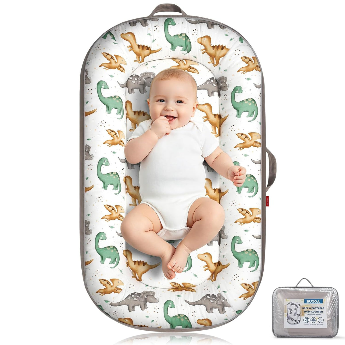 BUTOA Baby Lounger, Portable Infant Support Cushion for Newborn 0-24 Months