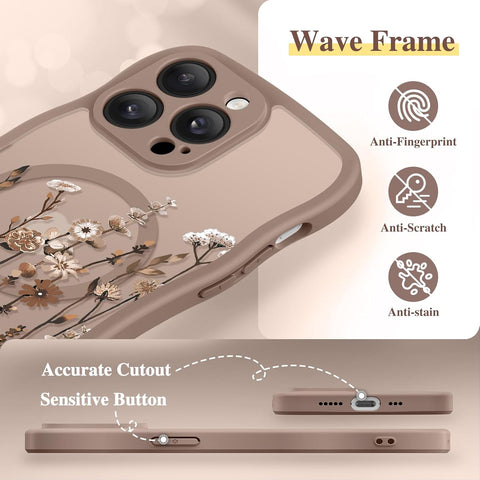 GVIEWIN for iPhone 14 Pro Case Compatible with MagSafe Curly Wave Edge