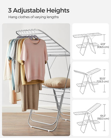 SONGMICS Clothes Drying Rack, Foldable 2-Level Stee Laundry Drying Rack