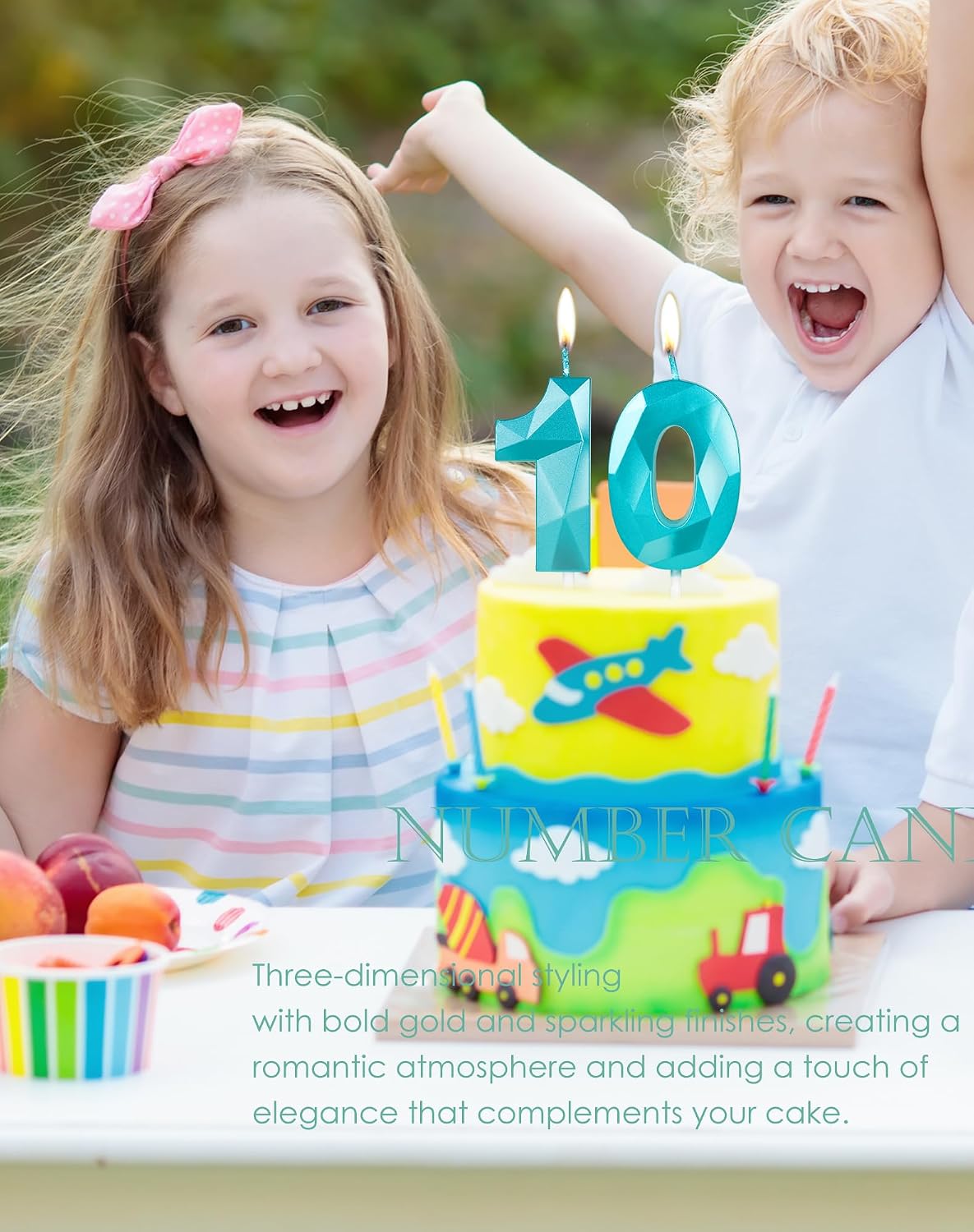 Number 2 Candles,2nd Birthday Candles,Teal Blue Happy Birthday Candle for Cake,3D Design Cake Topper Decorations for Girl Women Pet Birthday Party Wedding Anniversary Celebration Supplies