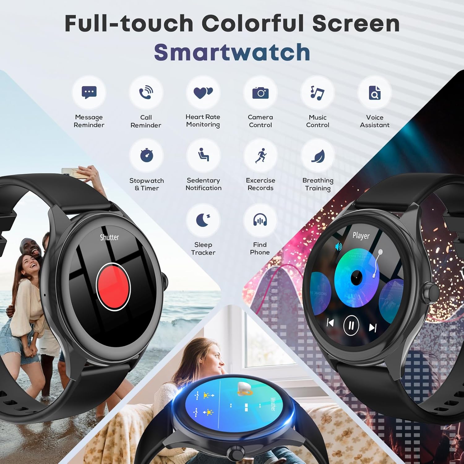 Smart Watch for Men, 1.39" HD Touchscreen Smartwatch with 120 Sports Modes, AI Voice Assistant, Heart Rate/Sleep Monitor, Bluetooth Call & Music Control Fitness Watch for iPhone/Android (Black)