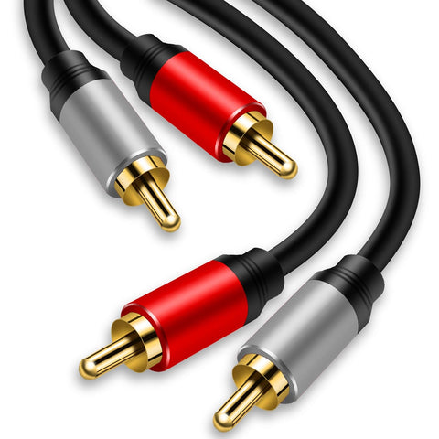 Tan QY 2RCA to 2RCA Audio Cable 10Ft-Gold Plated OFC for HDTV & Gaming