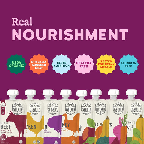 Serenity Kids Organic Baby Food Pouches, 5g Protein, 3.5 Oz, 8 Pack
