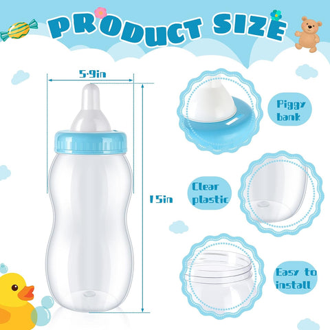 Tessco for you 2 Pcs 15in Jumbo Baby Bottle Bank Baby Shower, Blue