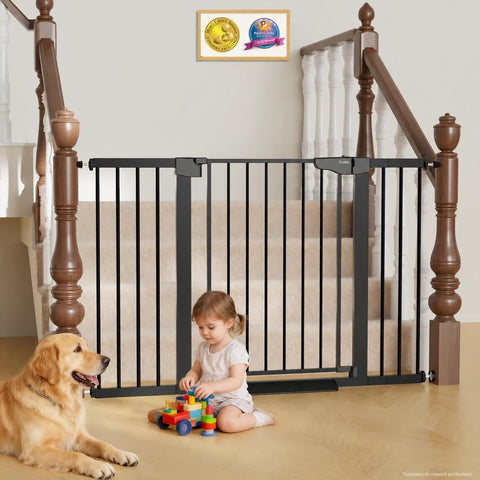 Cumbor 29.7-51.5 in Extra Wide Baby Gate for Stairs, Dog Gate Indoor Black