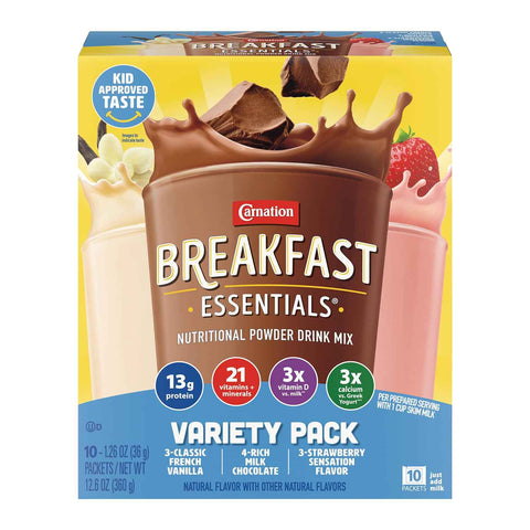 Carnation Breakfast Essentials Powder Drink Mix, Variety Pack, 1.26 Oz
