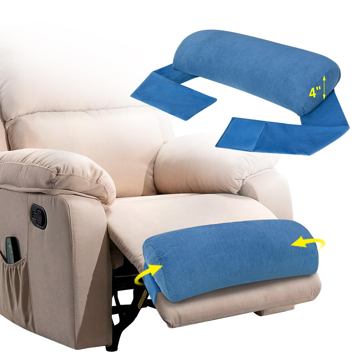 KAAMOS Recliner Leg Rest Cushion Foot Rest Pillow for Recliner Foot Pillows for Resting Feet Sofa Footrest Pillow for Recliner Chair Couch Leg Rest Pillow Half Moon Bolster Pillow Under Knee