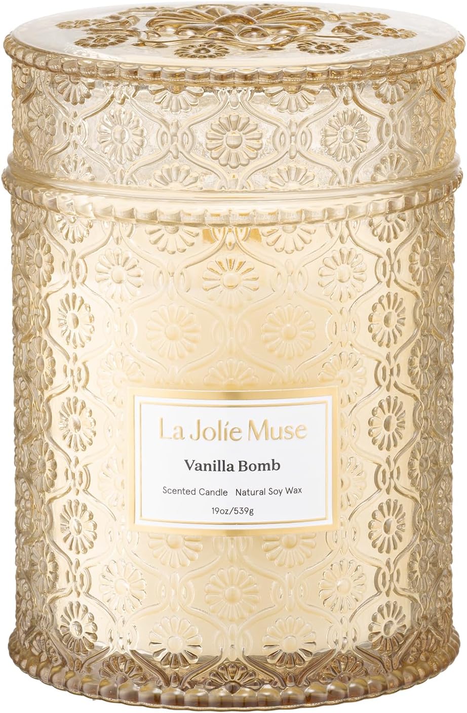 LA JOLIE MUSE Vanilla Zest Scented Candles for Home,19 oz Natural Soy Wax