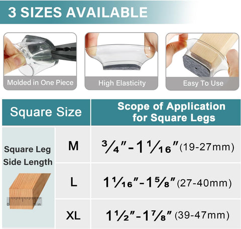 Ansible 24 Pcs Chair Leg Floor Protectors Square