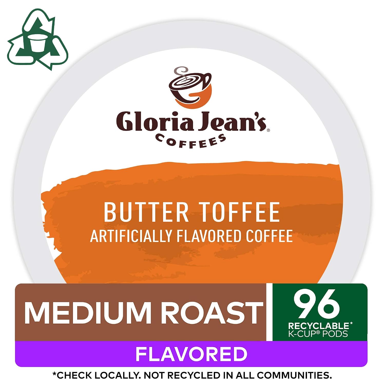 Gloria Jean's Coffees Butter Toffee, Single-Serve Keurig K-Cup Pods, Flavored Medium Roast Coffee, 96 Count