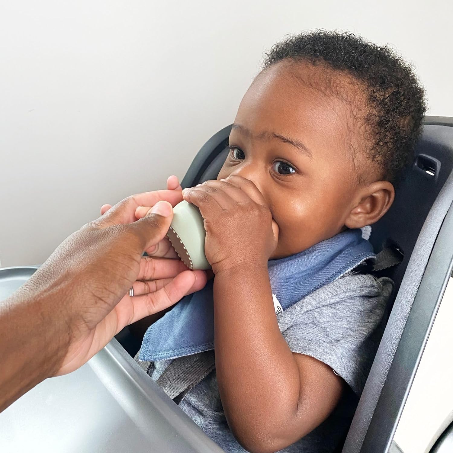 ezpz Tiny Cup (Sage) - 4 months+ - 100% Silicone Training Cup for Infants - Designed by a Pediatric Feeding Specialist - Baby-Led Weaning Essentials & Baby Gifts