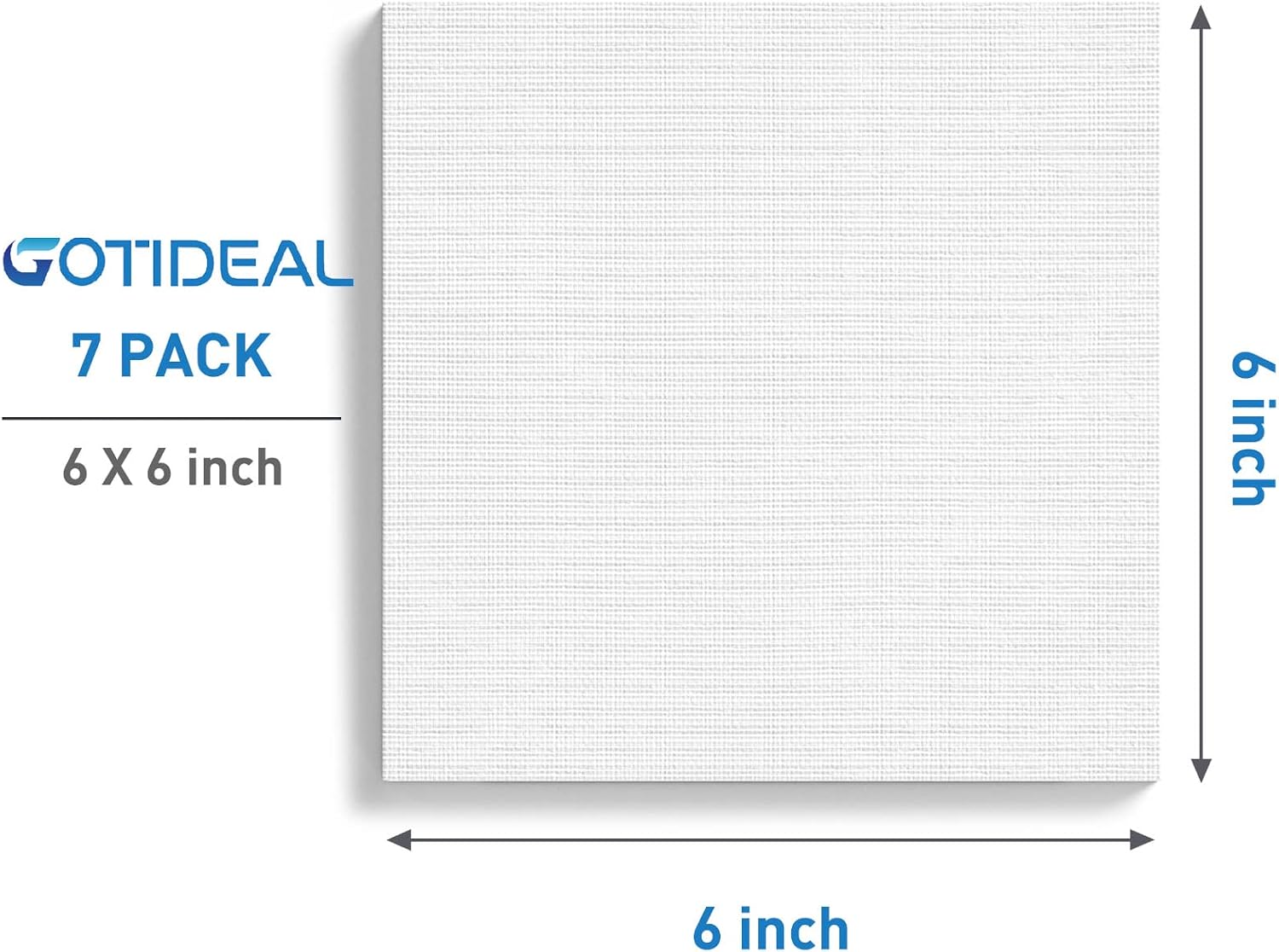 GOTIDEAL Stretched Canvases for Painting, 6x6 Inch Set of 7, Primed White