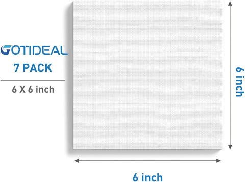 GOTIDEAL Stretched Canvases for Painting, 6x6 Inch Set of 7, Primed White