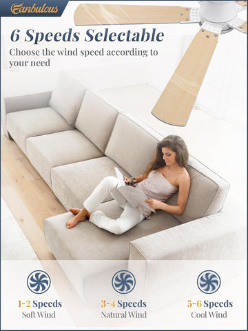 Fanbulous 52” Ceiling Fans with Lights and Remote, Flush Mount Ceiling Fan