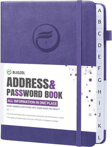 Address Book with Alphabetical Tabs, Hardcover Password Keeper 5.3"x7.7"