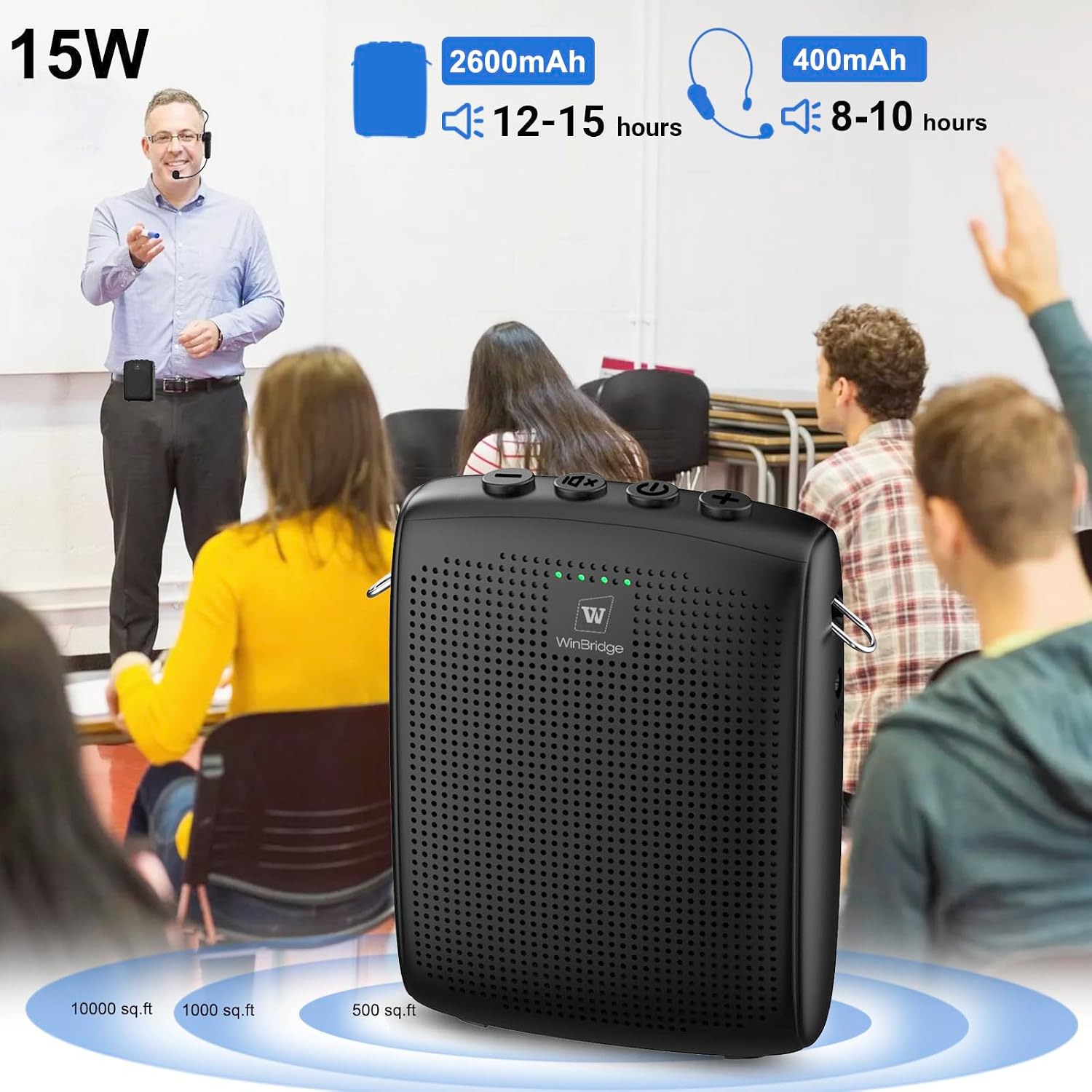 WinBridge Voice Amplifier with Bluetooth, Portable Speaker and Microphone
