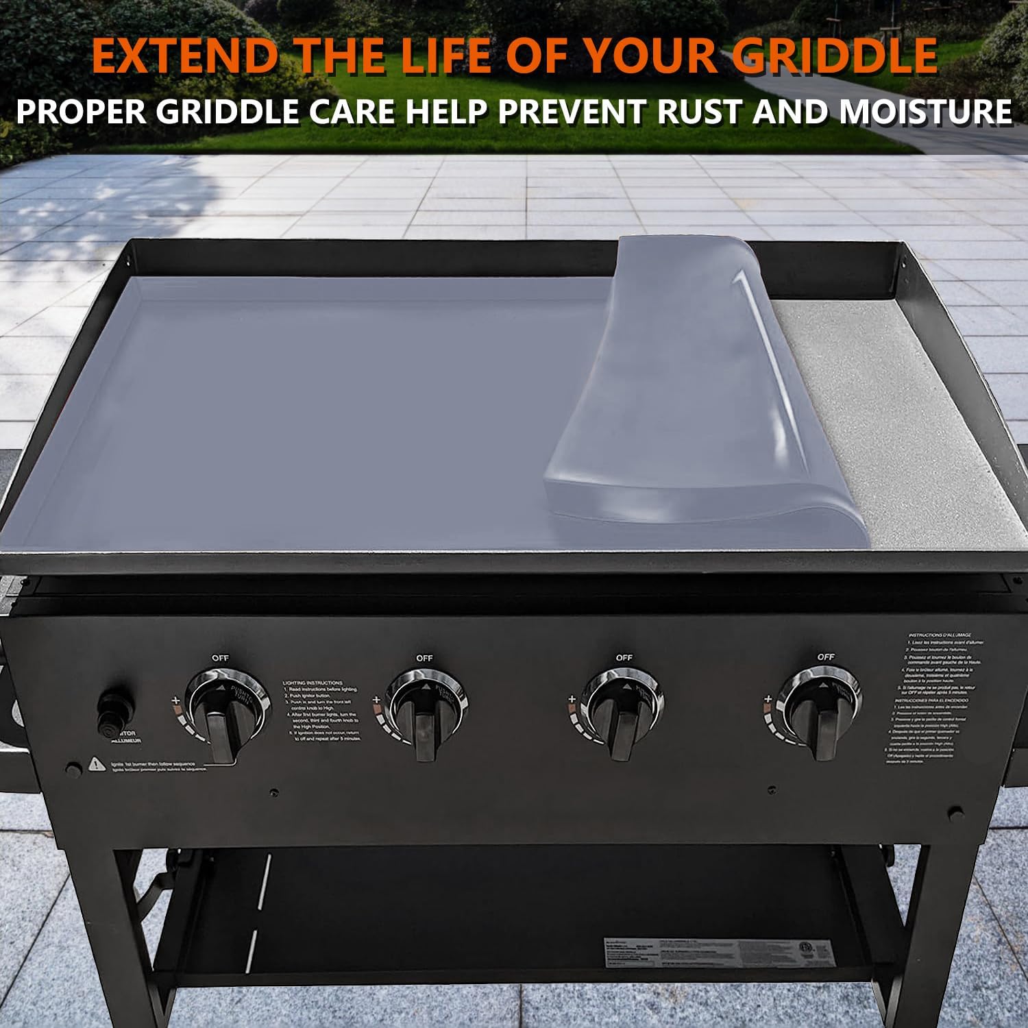 17" Silicone Griddle Mat for Blackstone 17 Inch Grill, Heavy Duty Food Grade Silicone Griddle Cover, Protect Your Grill from Dirt & Rust All Year Round (Gray)