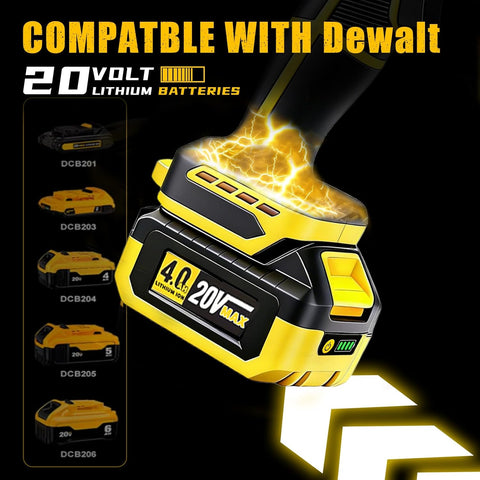 Cordless Leaf Blower for DEWALT 20V Max Battery, 720-CFM 180-MPH Handheld Electric Brushless Dust Blower with Light, Battery Powered Leaf Blowers for Patio, Lawn Care, Leaves (4.0Ah Battery Included)
