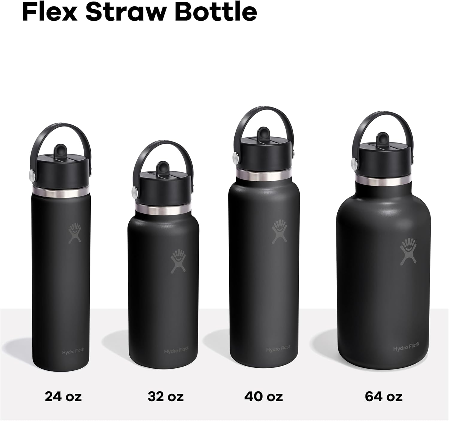 Hydro Flask Water Bottle - Insulated Stainless Steel - Wide Straw Lid, Non Spill, Leakproof in 24 Oz Tonal Black