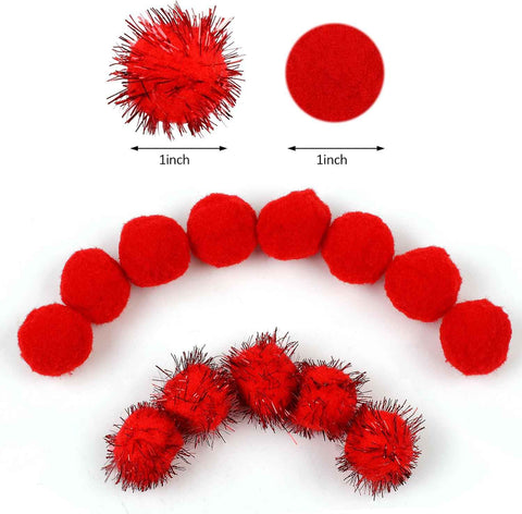 Phinus 200 PCS Pom Poms, 1 Inch Pompoms for Crafts, Soft and Fluffy Craft Pom Poms, Pom Pom Balls, for Arts and Craft Making Decorations (Red)