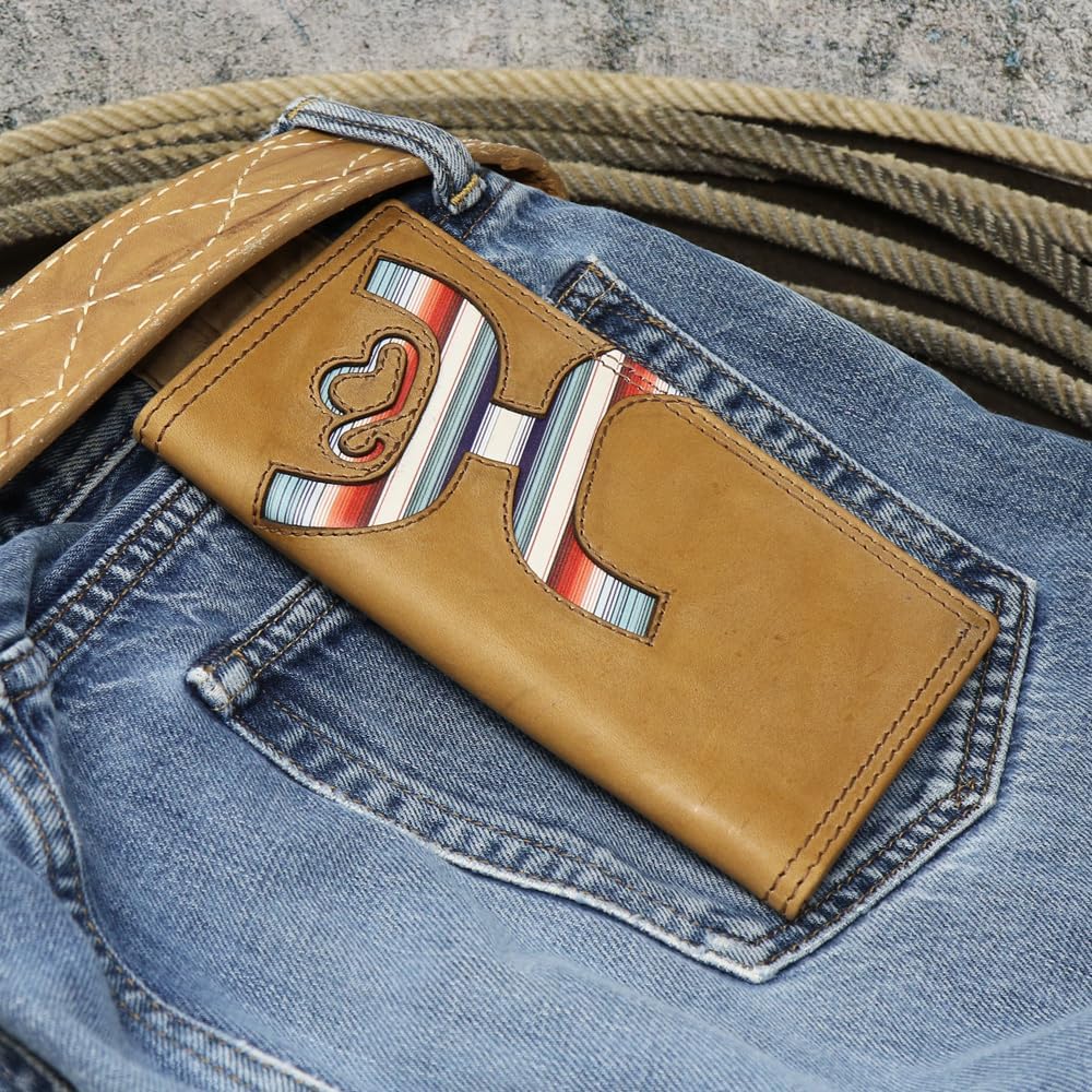 HOOEY Leather Men's Western Rodeo Wallet (Hands-Up - Sunset Serape)