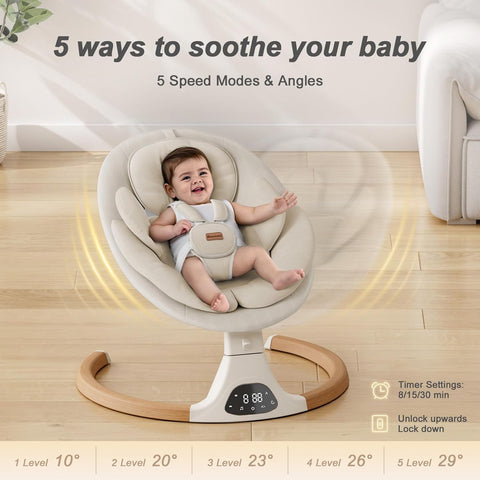 Monamii Baby Swings for Infants, Bluetooth Infant Swing with Music Speaker
