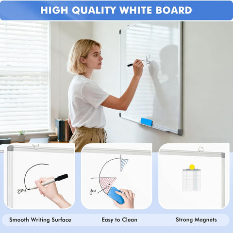 Double-Sided White Board Dry Erase Magnetic Whiteboard Wall 36x24, 4-Pack