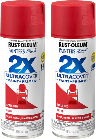 Rust-Oleum Painter's Touch 2X Ultra Cover Spray Paint, Satin Apple Red