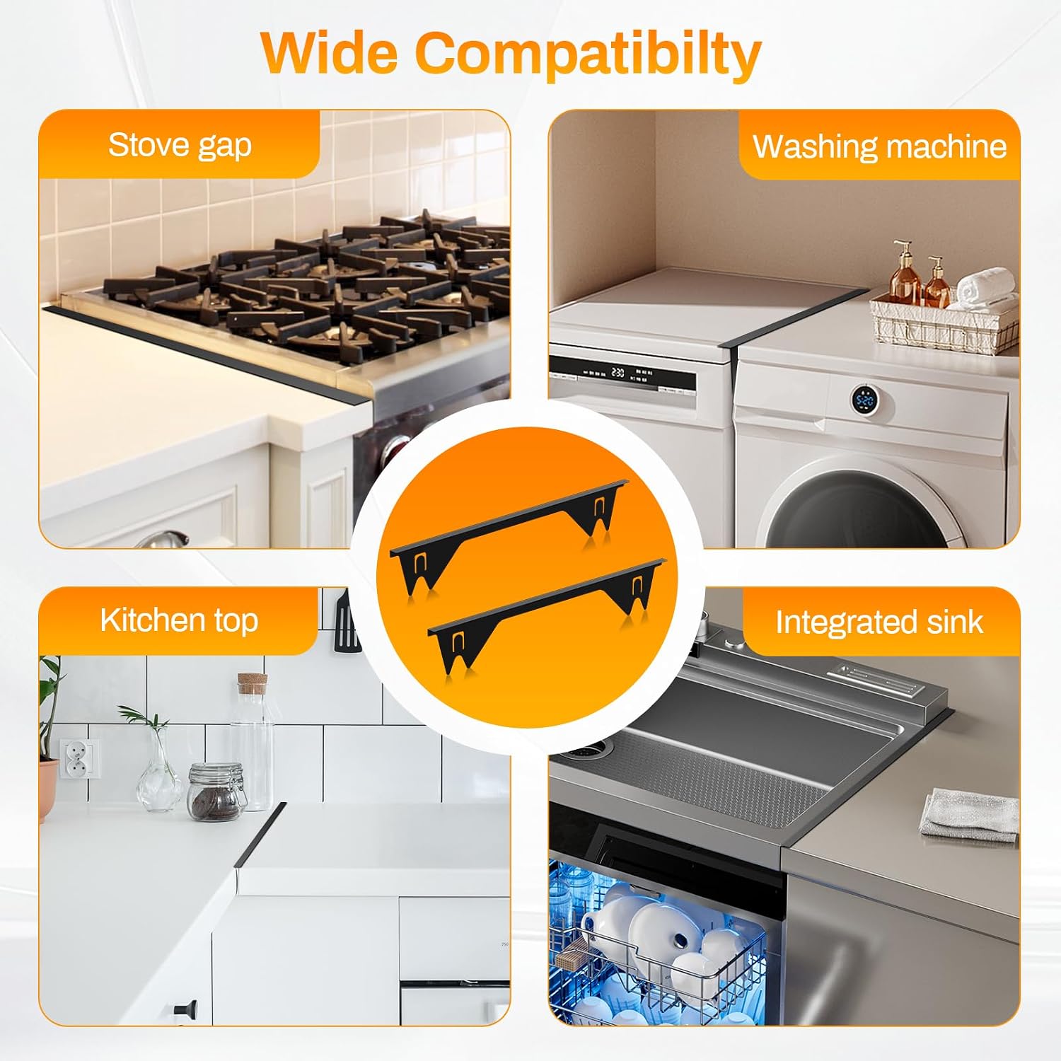 ItsNio 316 Stainless Steel Stove Gap Covers 2Pack, Stove Gap Filler, Black