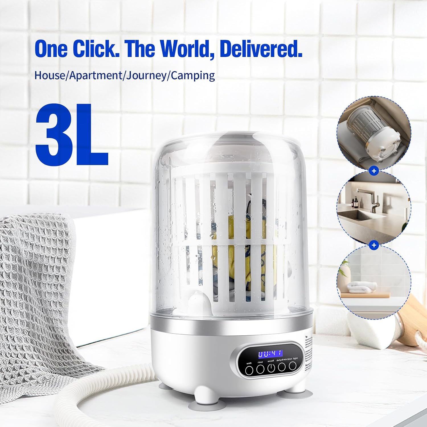 Portable Mini Washing Machine | Compact Deep Cleans Underwear 3L