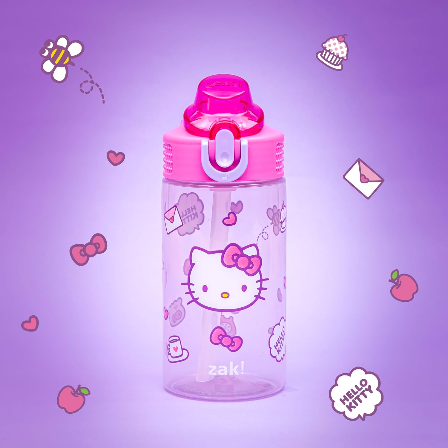 Zak Designs Sanrio Hello Kitty Sage 16oz Leak-Proof Straw Kids Water Bottle