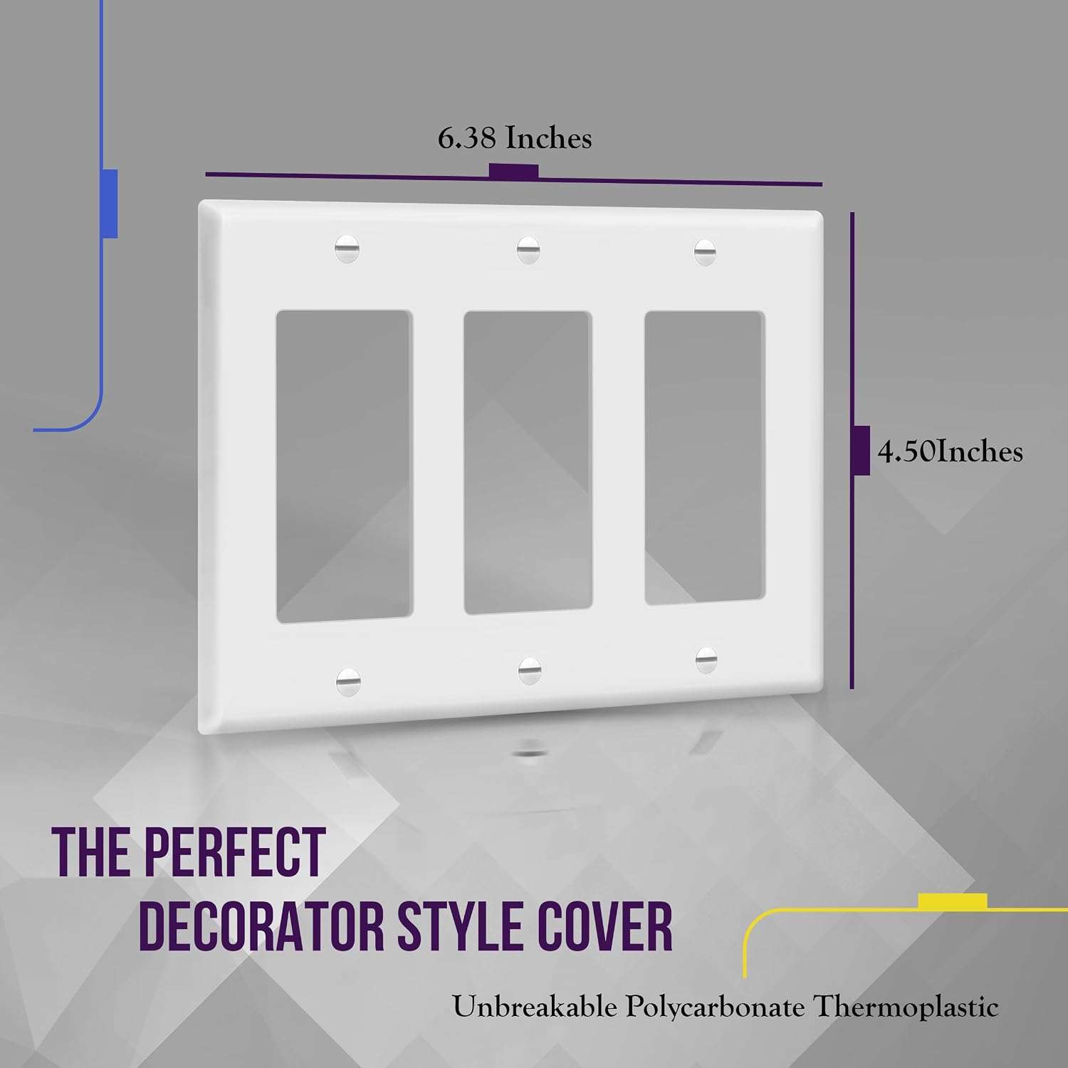 ENERLITES 3-Gang White Decorator Light Switch Outlet Wall Plate Cover