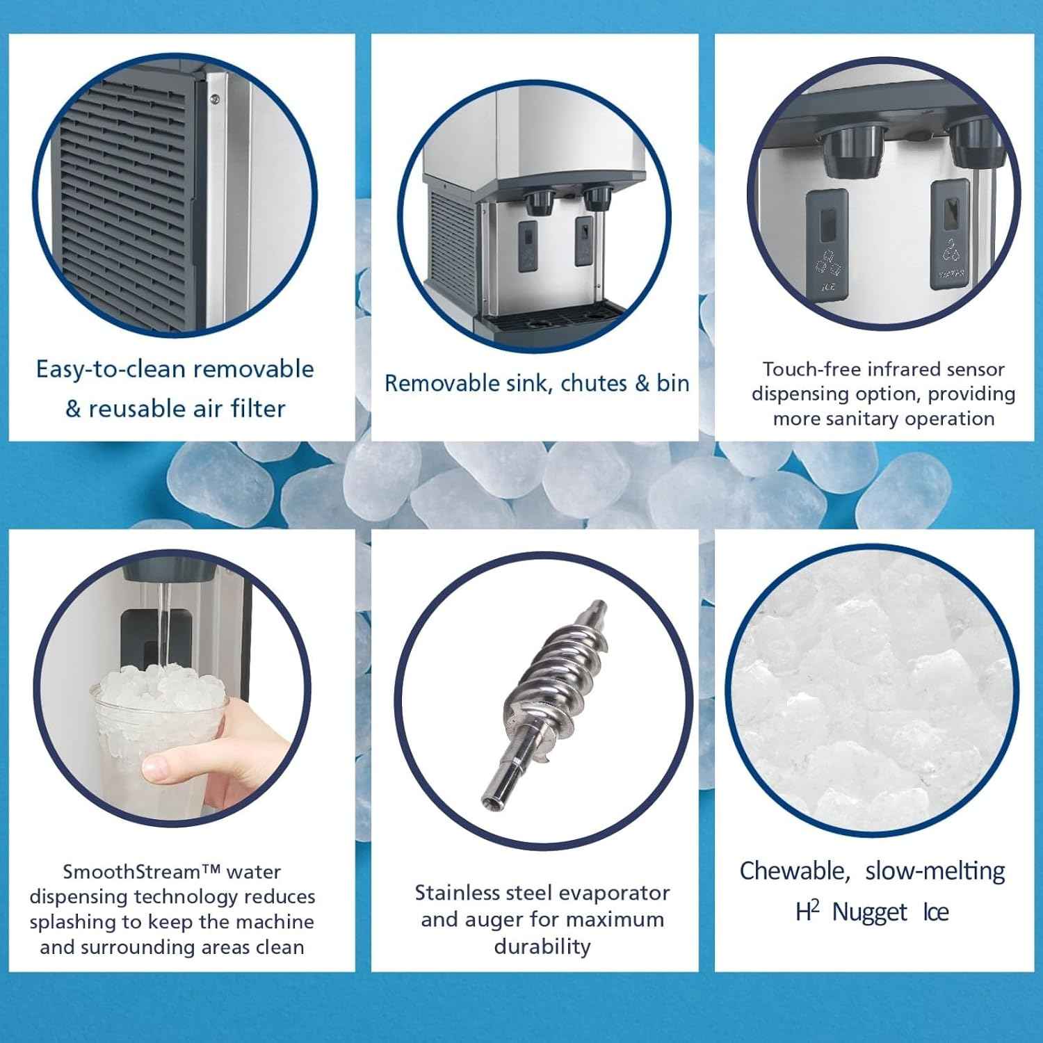 Scotsman Commercial Nugget ice Maker, Ice and Water Dispenser with Storage (HID312A-1) 260 pounds per Day