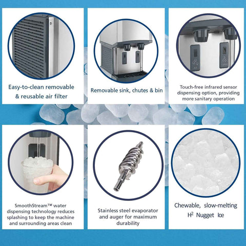 Scotsman Commercial Nugget ice Maker, Ice and Water Dispenser with Storage (HID312A-1) 260 pounds per Day