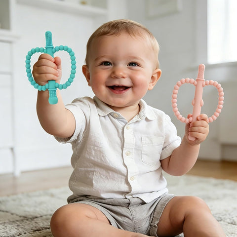 Fu Store Hollow Teether Tube Apple Shape Baby Teething Toy for Babies 0-36M
