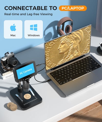LCD Digital Microscope,4.3 Inch 1080P 10 Megapixels,10MP Camera Video Recorder with HD Screen,1-1000X Magnification Zoom Wireless USB Stereo Microscope Camera