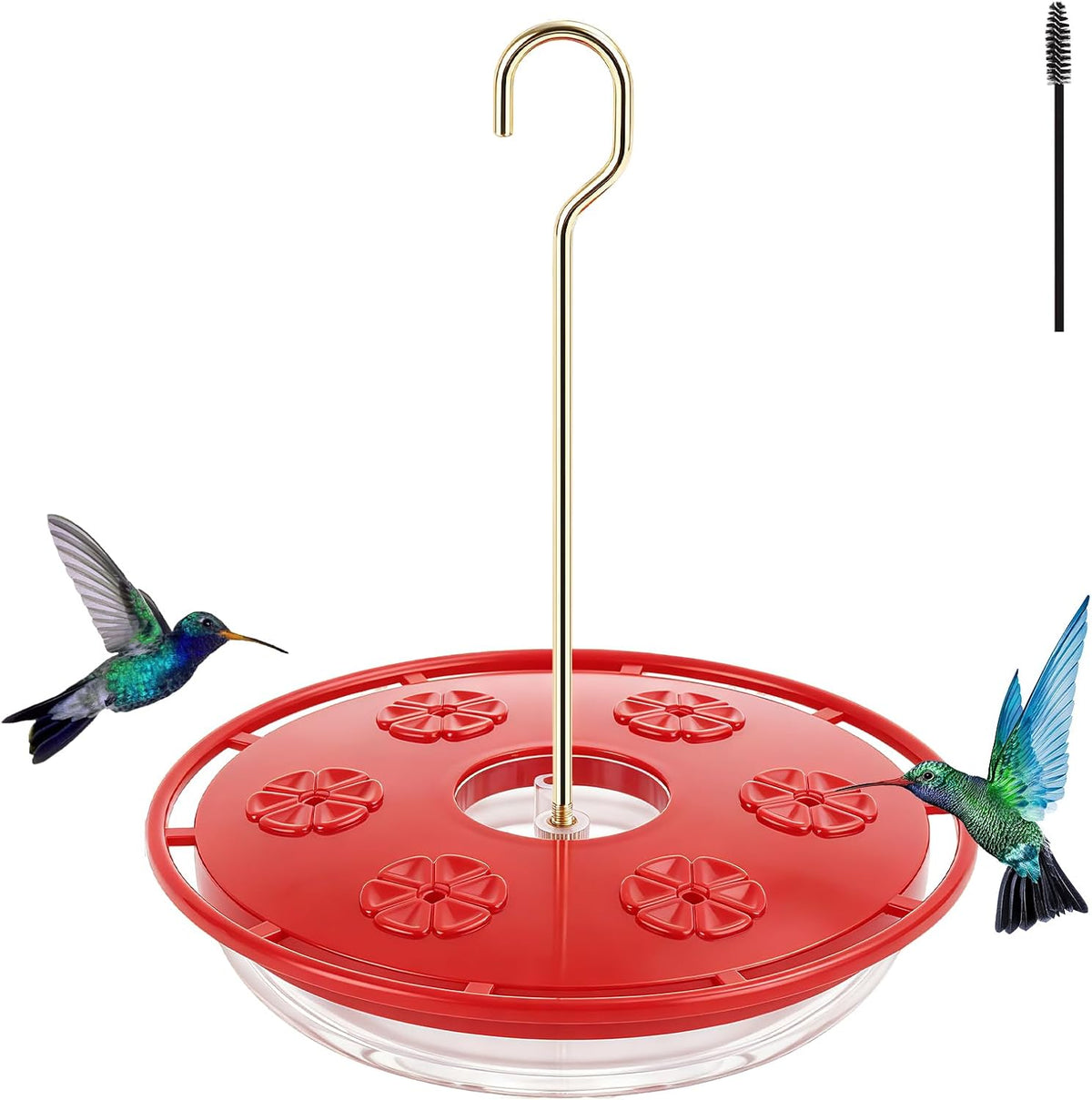 FEED GARDEN Hummingbird Feeders for Outdoors,16oz Leak-Proof Dish-Style Nectar Feeder Built-in Ant Moat, 5 Feeding Ports, Wide Mouth Easy Clean, BPA-Free Plastic Gifts for Women Mom
