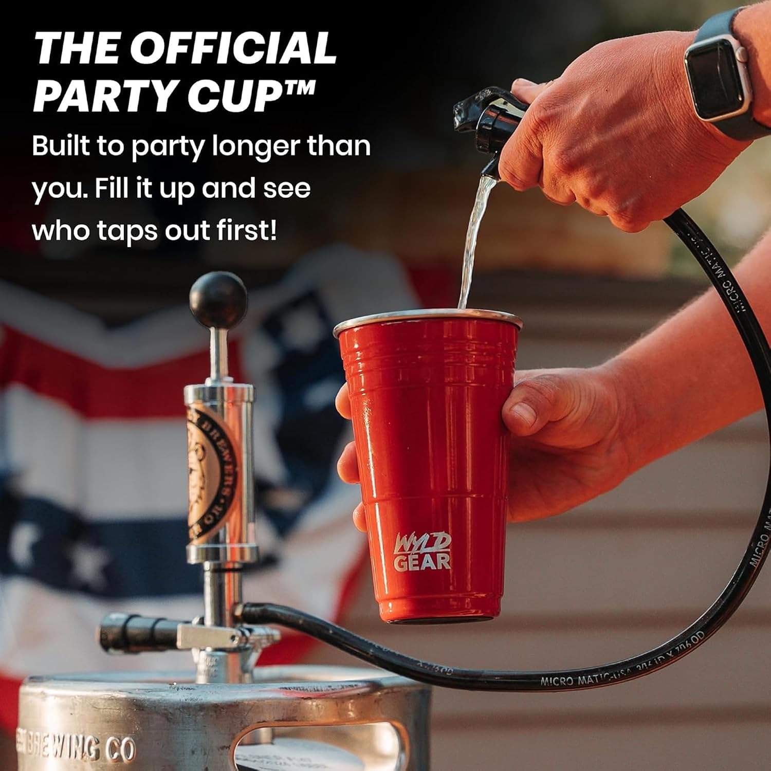 Wyld Gear Party Cup 24oz Navy Stainless Steel Reusable Metal Cup with Lid