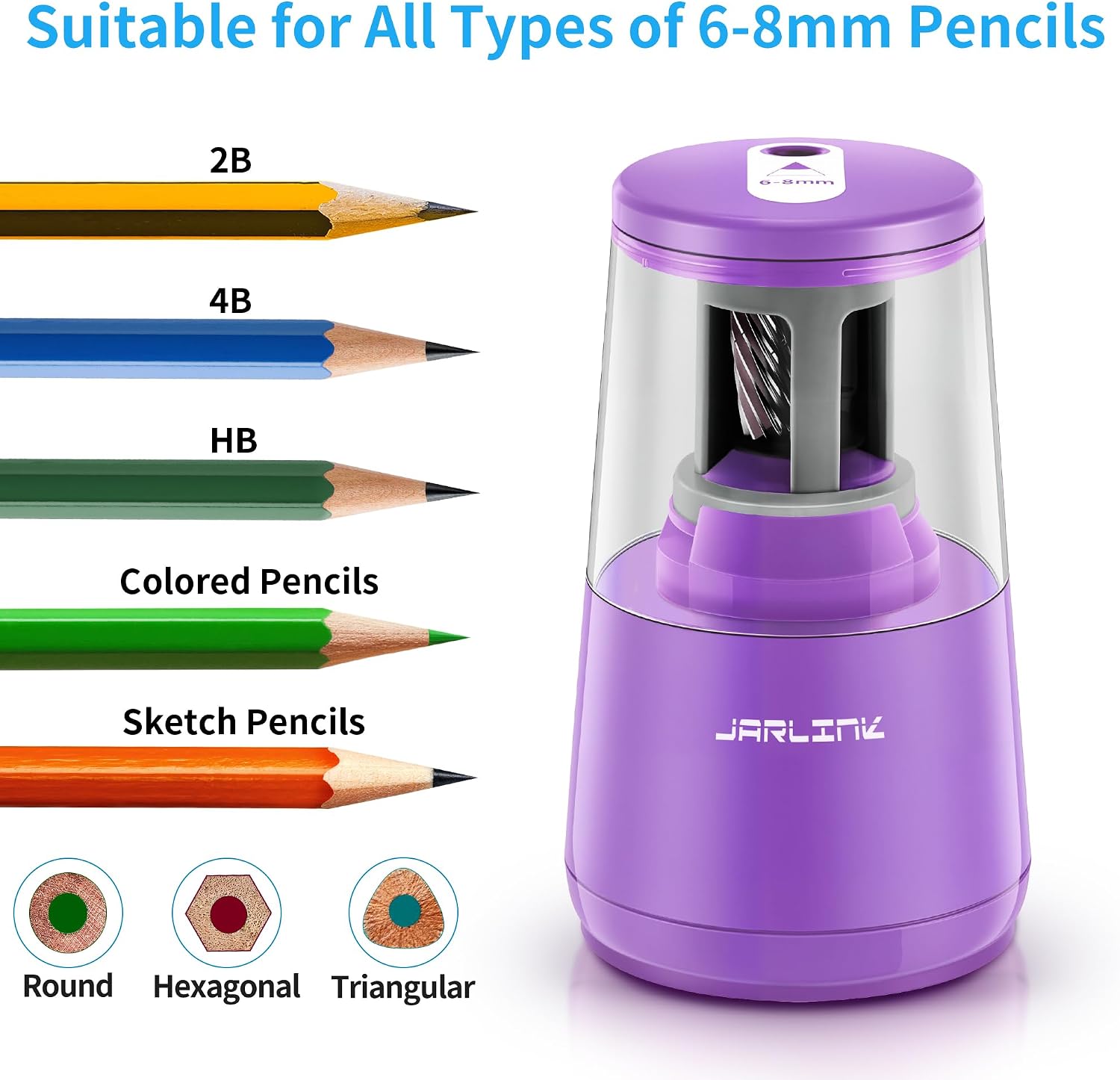 JARLINK Electric Pencil Sharpener, Heavy Duty Helical Blade, Auto Stop