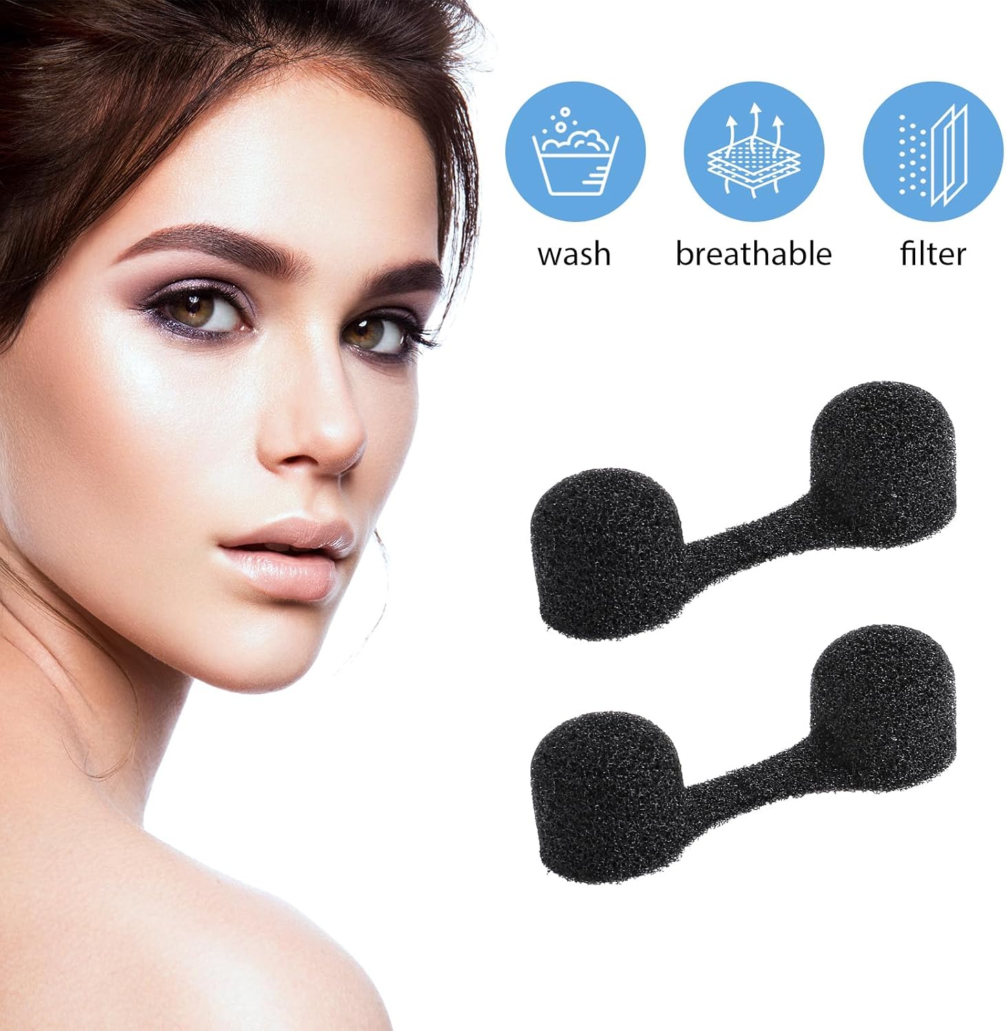 Dimeho 100 Pieces Nose Plug Filter Disposable Nose Dust Filters Bulk Sponge Nostril Filters for Spray Tanning Welding Dust Allergies DustConstruction Areas (Black)