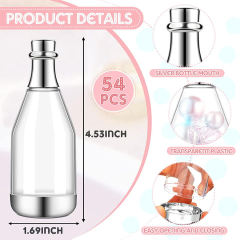 Cunhill 54 Pcs Mini Champagne Bottles Wedding Favors Bulk, Silver