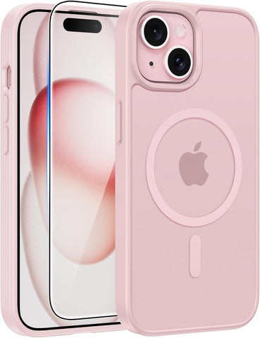 FNTCASE for iPhone 15/14/13 Case, Fit for Magsafe, Glass Screen Protector