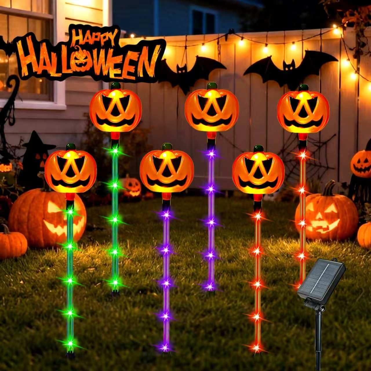 6 Pack Solar Pumpkin Lights Outdoor Waterproof for Halloween Decorations