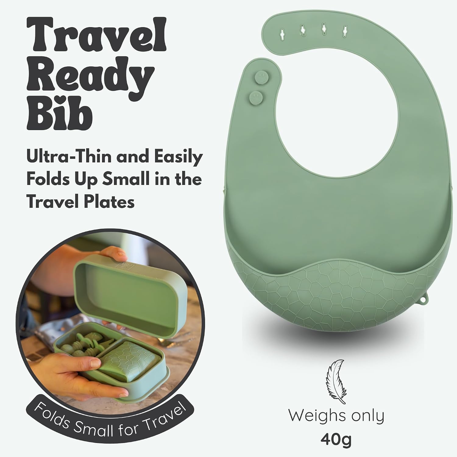 Baby Travel Feeding Set with Silicone Suction Plates, Green Small